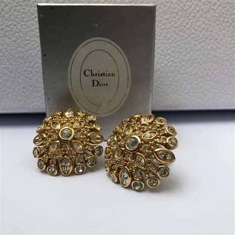 gold flower drop earrings dior|Christian Dior Drop Earrings .